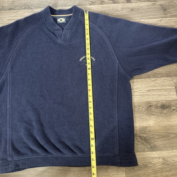Tommy Bahama Relax Fleece V-Neck  Medium Blue Deep Pile Elastic Bottom Vintage - Picture 12 of 15